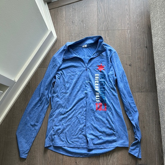 Sport-Tek Tops - Chicago half marathon in training line sleeve warmup quarter zip